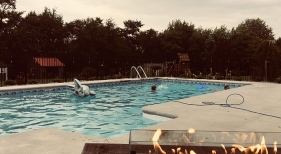 Geometric Pool with Fire Pit