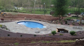 Inground Pool with Raised Lighting Wall