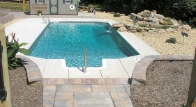 Vinyl Liner Pool with Rock Waterfall